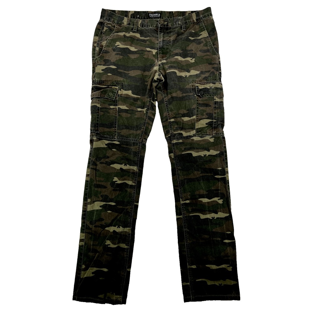 FreeWorld Women's Messenger Skinny Cargo Skateboard Camouflage Pants Size 34